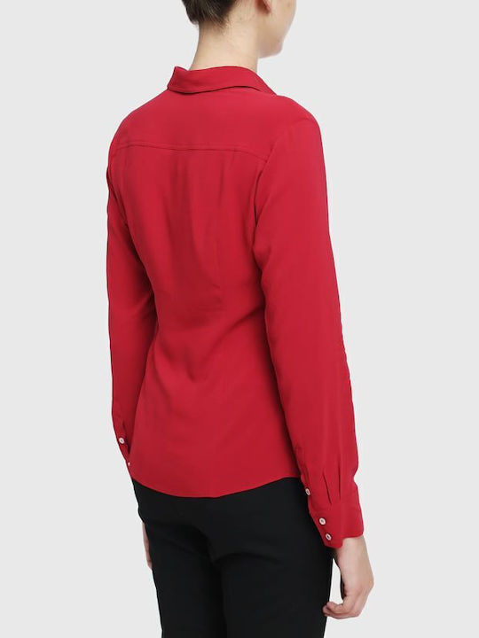 Marella Women's Monochrome Long Sleeve Shirt Red