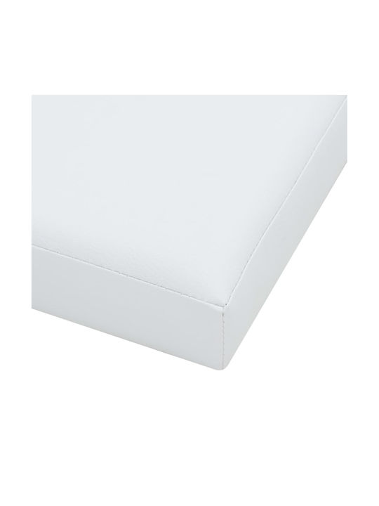 Stool For Living Room Collapsible With Storage Space Upholstered with Leatherette White 38x38x38cm