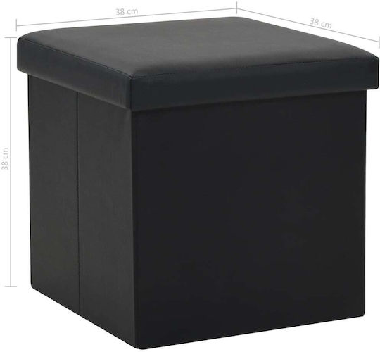 Hocker Für das Wohnzimmer Klappbar Mit Stauraum Gepolstert mit Kunstleder Schwarz 38x38x38cm