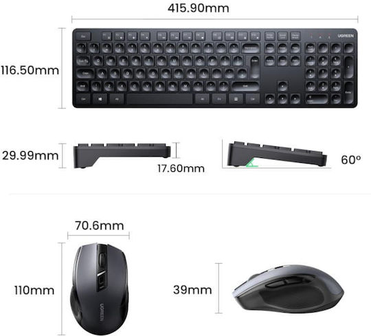 Ugreen MK006 Wireless Keyboard & Mouse Set English US
