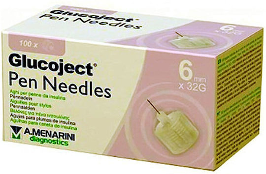 Menarini Glucoject Pen Βελόνες Ινσουλίνης 32G x 6mm 100τμχ