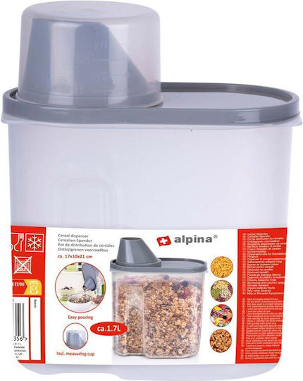 Alpina Appliances Vase Cereals with Lid Plastic Transparent 1700ml