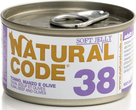 Natural Code 38 Wet Food for Cats in Cans with Beef and Tuna Gluten-Free 85gr