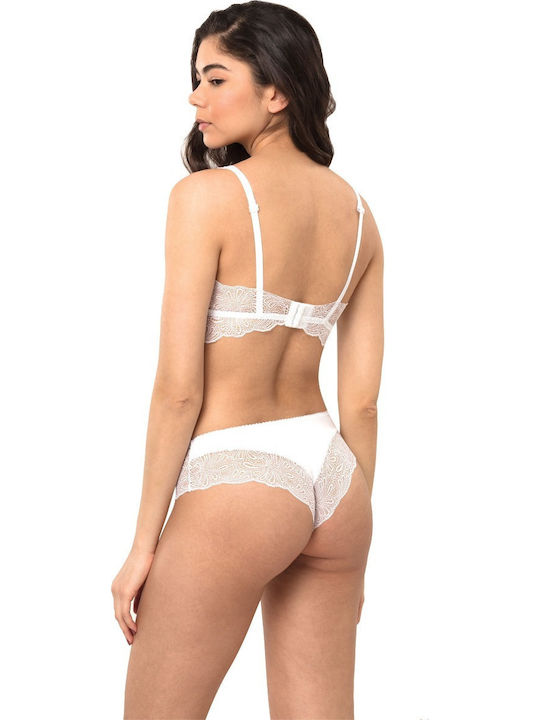 Norddiva Lingerie Δαντελένιο Σετ Εσωρούχων Bralette με Brazil Λευκό