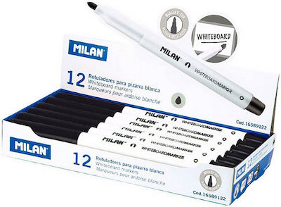 Milan Whiteboard Markers 3.7mm Black 12pcs