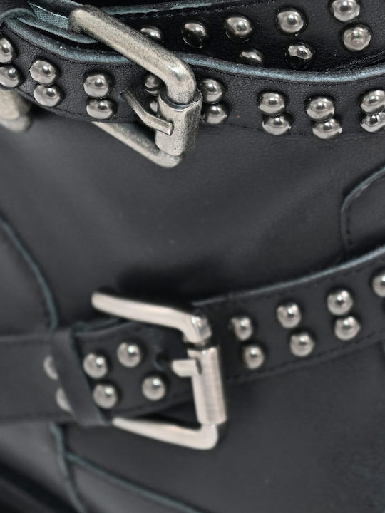 Pizan Δερμάτινα Γυναικεία Biker Μποτάκια Μαύρα