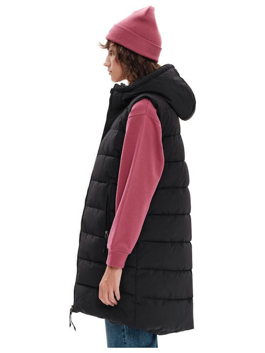 Women's Long Puffer Jacket for Spring or Autumn Black