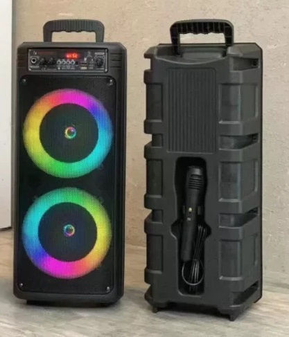 Karaoke Speaker with Wired Microphone and Lighting Effects QS-7604 886519 Black
