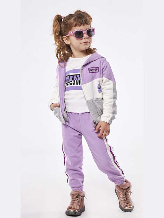 Εβίτα Kinder Sweatpants Set - Jogginganzug Flieder 3Stück