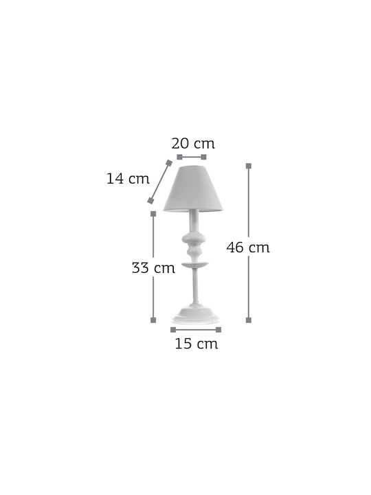 Inlight 3420 Metal Table Lamp for Socket E14 with White Shade and Base 3420-Λευκό