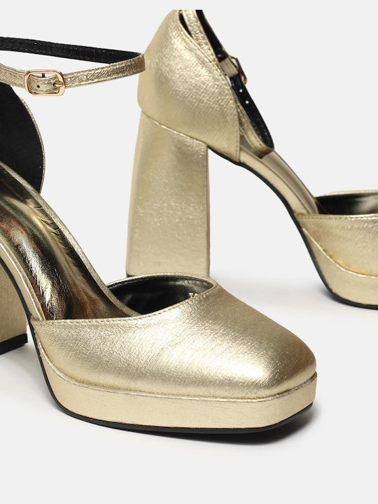 InShoes Gold Heels with Strap