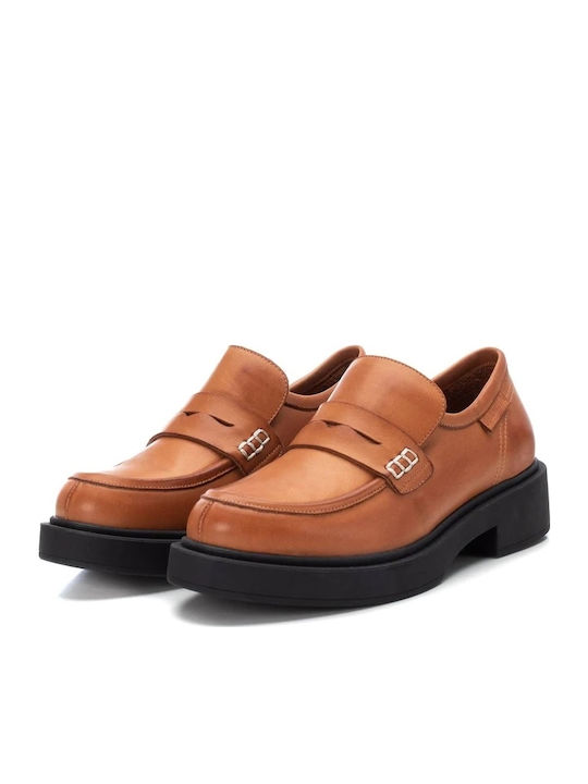 Leather Women's Moccasins in Brown Color