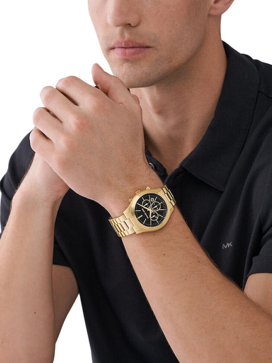 Michael Kors Runway Men's Watch 44mm Battery with Yellow Metal Bracelet
