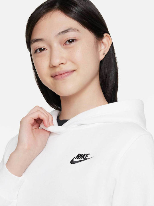 Fleece Kinder-Sweatshirt mit Kapuze Weiß Sportswear Club