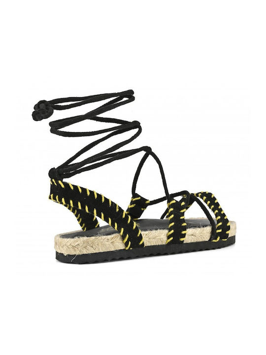 Colors Of California Suede Lace-Up Women's Sandals Black