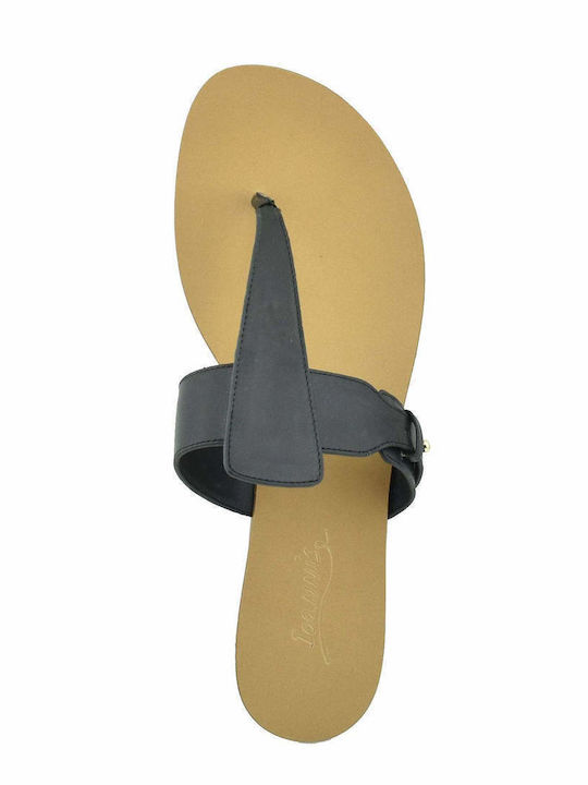 Leder Flache Sandalen für Damen in Schwarz Farbe