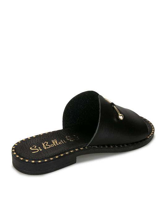 Δερμάτινα Γυναικεία Σανδάλια Flatforms Μαύρα