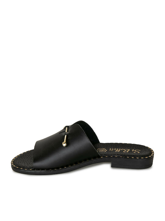 Δερμάτινα Γυναικεία Σανδάλια Flatforms Μαύρα