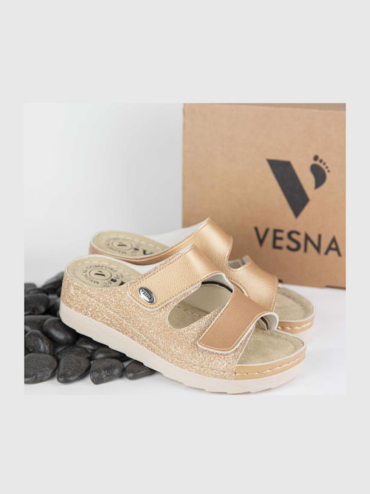 Women's Flat Sandals Anatomic in Gold Color