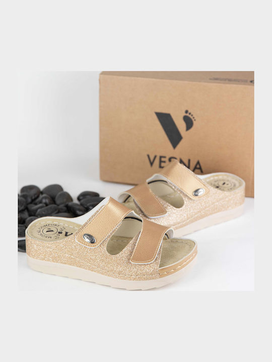 Women's Flat Sandals Anatomic in Gold Color