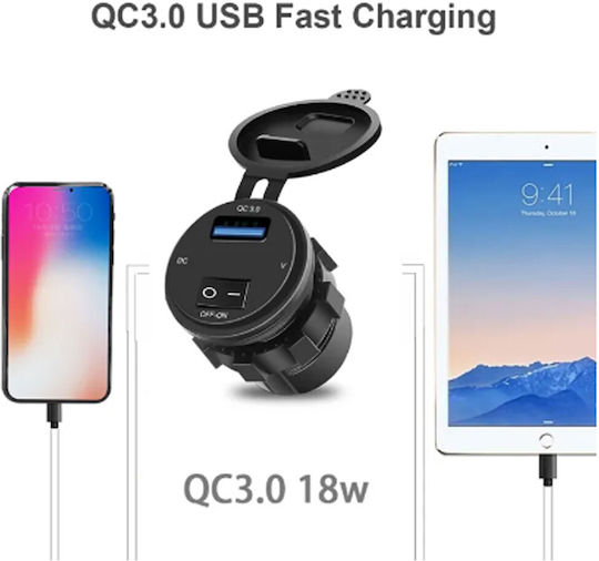 Încărcător pentru Motocicletă de Încărcare Rapidă cu Port: 1xUSB