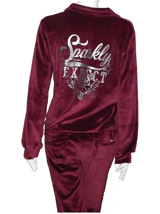 Secret Point Set Women's Sweatpants Burgundy Velvet