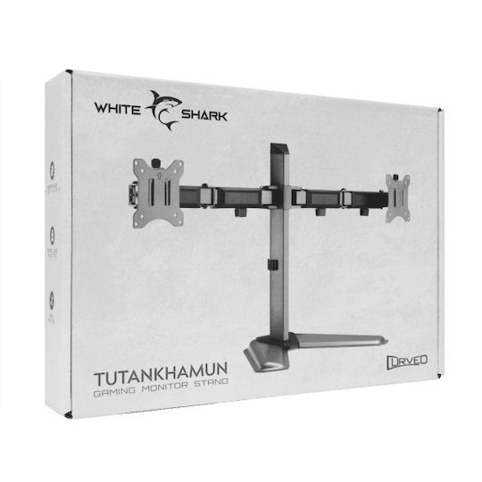 White Shark Tutankhamun Desktop Stand for 2 Monitors up to 32" Silver