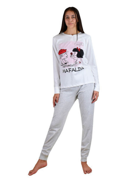 Disney Damen Pyjama-Set Weiß