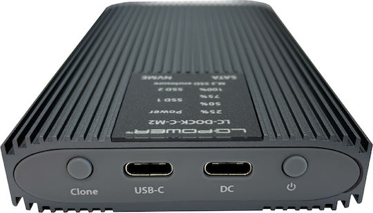 LC-Power Case for 2 Hard Drives M.2 PCI Express / SATA III with Connection USB 3.2 Gray