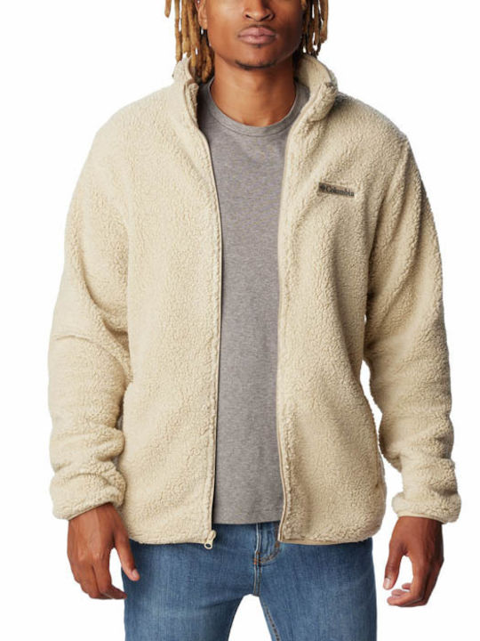 Men's Fleece Cardigan with Zipper Beige