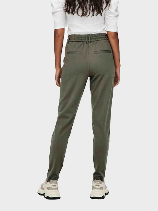 Only Women's Fabric Trousers in Loose Fit Green