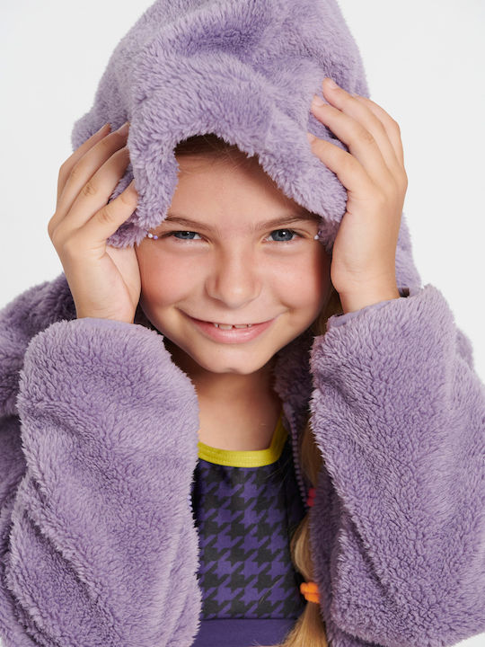 Kids Cardigan Fleece with Hood Lilac