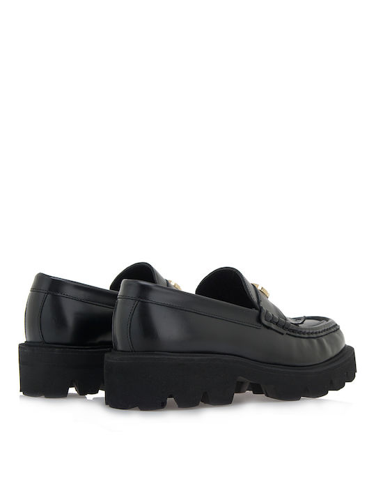Leather Women's Loafers in Black Color