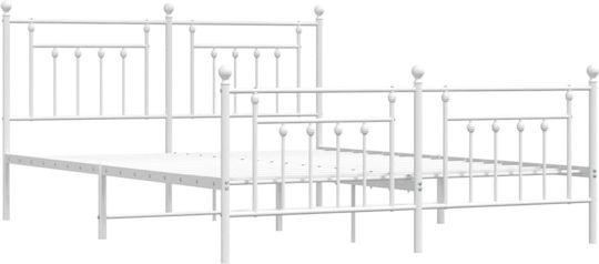 Bett King Size Metall Weiß mit Latten für Matratze 183x213cm