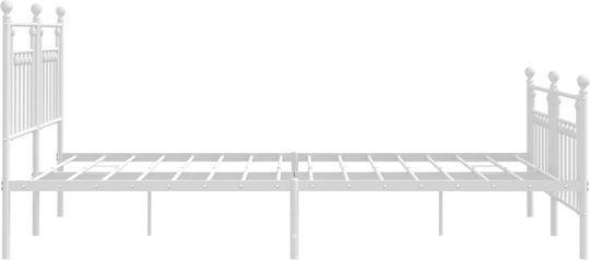 Bett King Size Metall Weiß mit Latten für Matratze 183x213cm