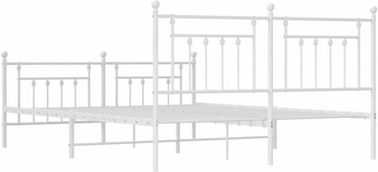 Bett King Size Metall Weiß mit Latten für Matratze 183x213cm