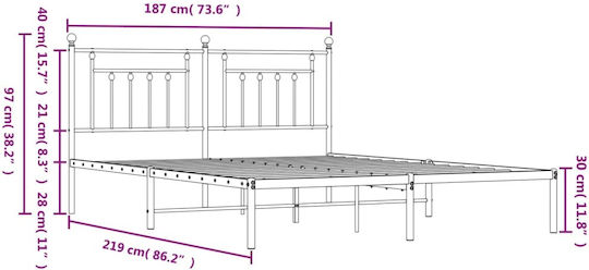 King Size Metallbett Weiß mit Lattenrost für Matratze 183x213cm