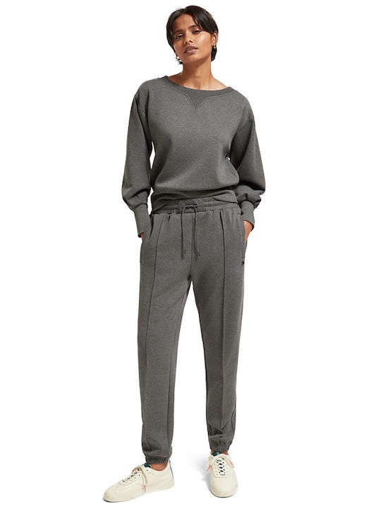 Boatneck Women's Athletic Blouse Long Sleeve Gray