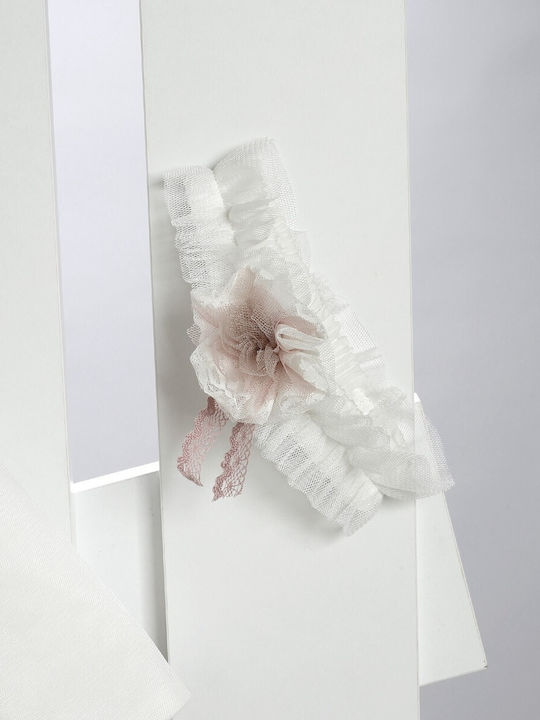 New Life White Baptism Clothing Set with Dress , Hair Accessories & Cardigan made of Tulle 3pcs