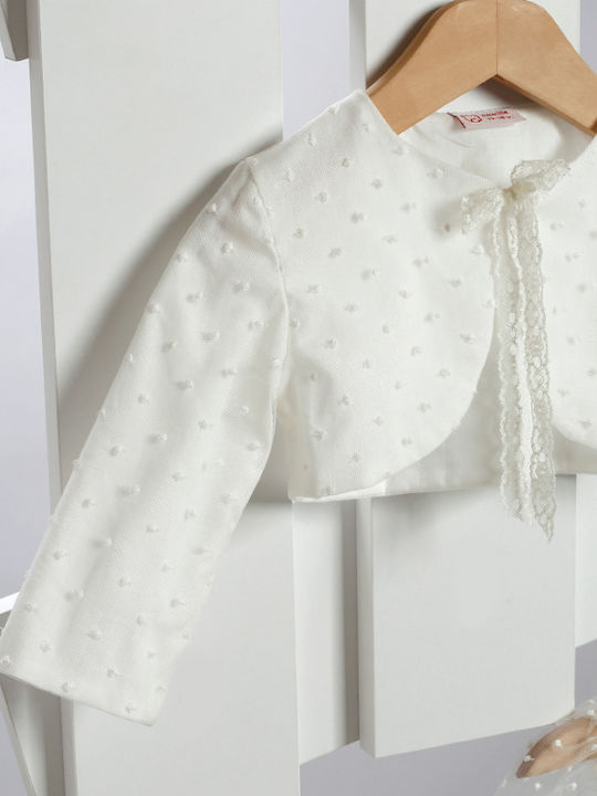 New Life Ecru Baptism Clothing Set with Dress , Hair Accessories & Cardigan made of Lace 3pcs