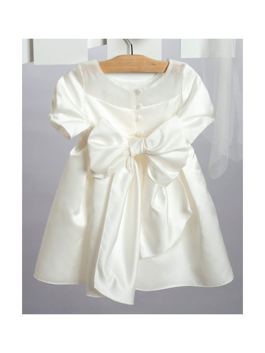 New Life Ecru Baptism Clothing Set with Hair Accessories , Cardigan & Dress 3pcs