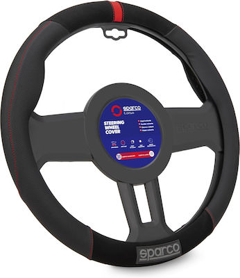 Sparco Car Steering Wheel Cover Synthetic Black with Red Seam