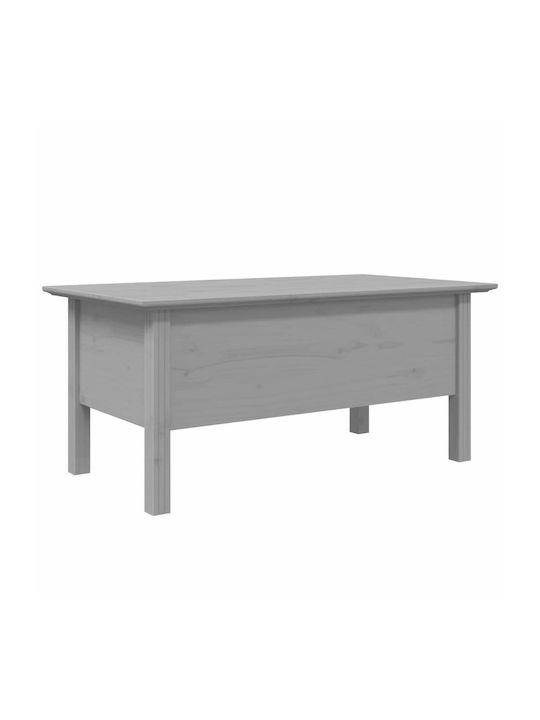 Central Rectangular Coffee Table Made of Solid Wood with Drawers Gray M100xW55xH45cm