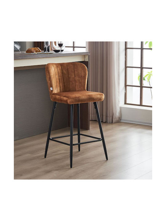 Stool Bar Upholstered with Fabric 2036 Black 51x54x94cm