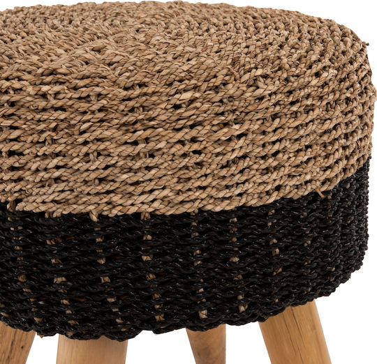 Stool For Living Room Wicker Black 43x43x45cm