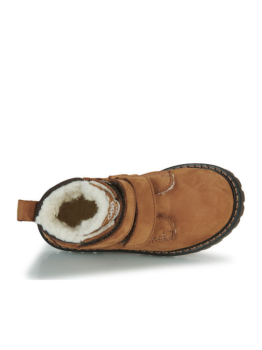 Lederne Kinderstiefeletten mit Klettverschluss Braun
