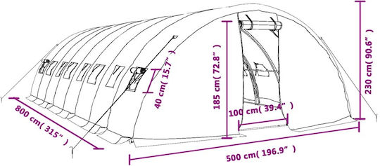 vidaXL 3188085 Θερμοκήπιο Τύπου Σπίτι με Μεταλλικό Σκελετό 8x5x2.3m