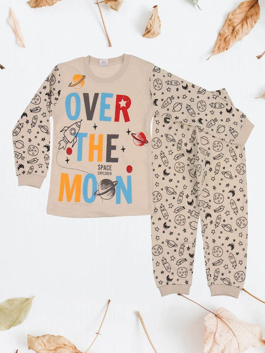 Supermini Set Top & Bottom Kids Winter Cotton Pyjamas Beige