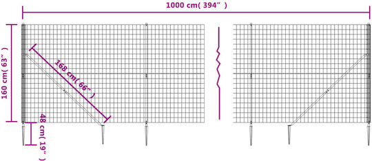 vidaXL Plasă de sârmă Galvanizat cu Îmbrăcăminte din PVC Module Gri 1.6x10m