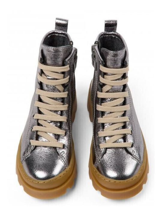 Brutus Anatomical Leather Kids Boots with Zipper Silver